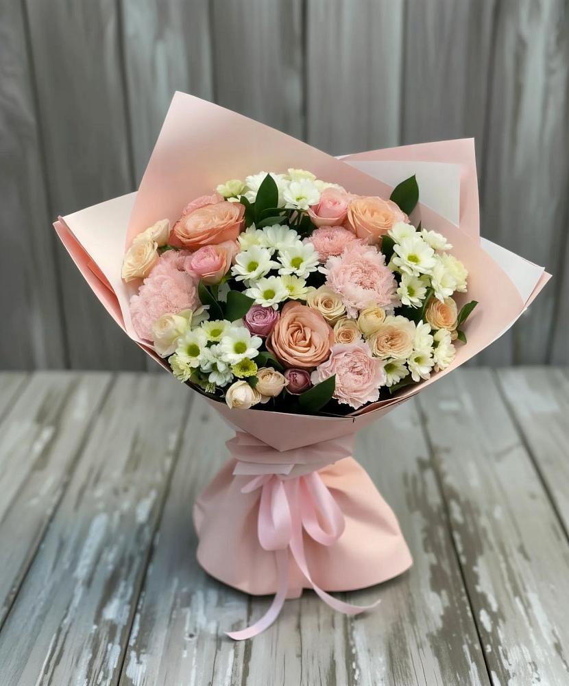 Букет цветов из: Гвоздики, Розы и Хризантемы в Горетово