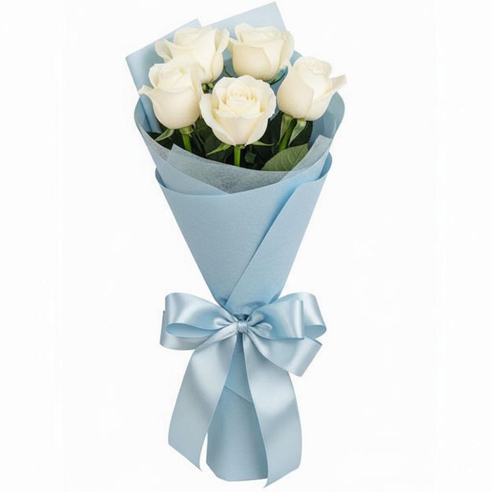 Букет 5 Белых роз Проуд в Горетово