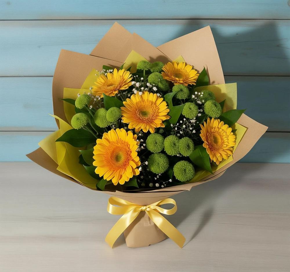 Букет цветов из: Герберы и Хризантемы в Горетово
