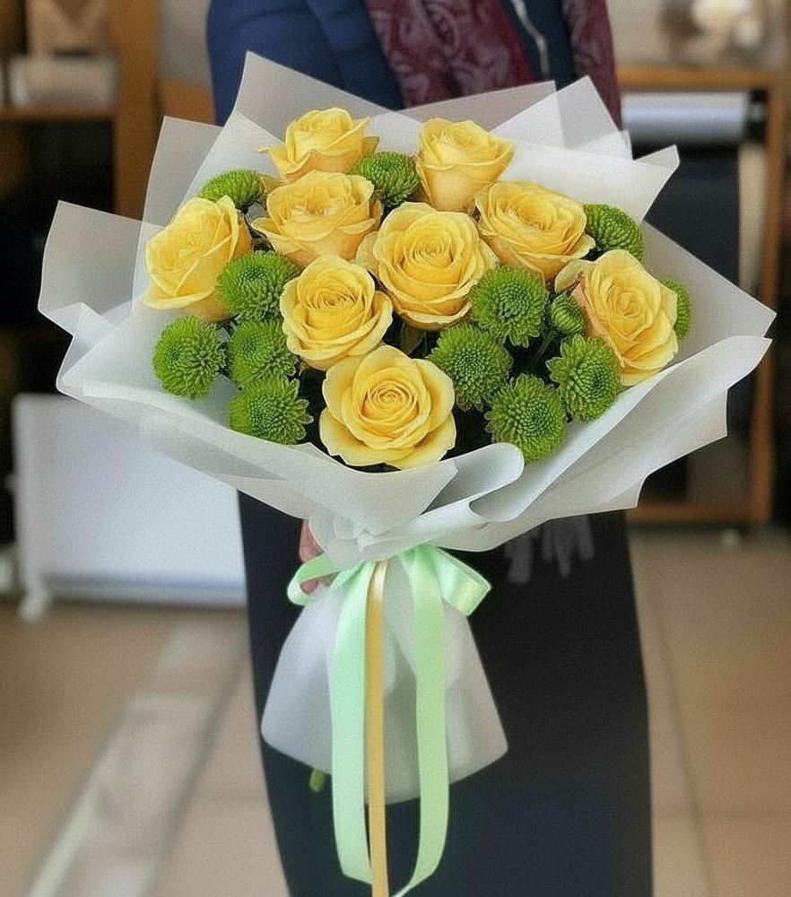 Букет цветов из: Хризантемы и Розы в Горетово