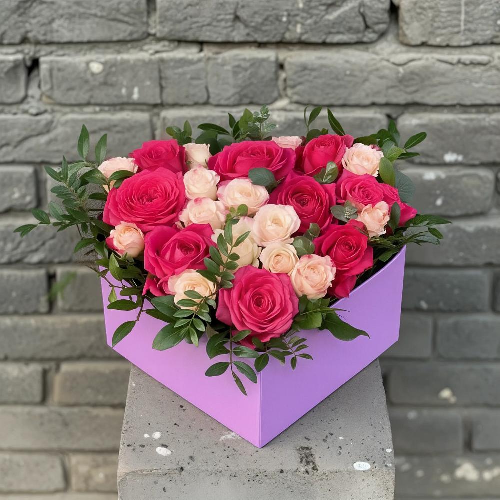 Цветочная композиция из Розы в коробке в Горетово