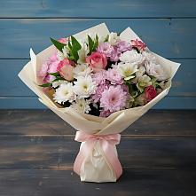 Букет цветов из:  Хризантемы, Альстромерии и Розы в Горетово