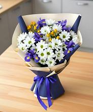 Букет цветов из:  Розы, Ирисы и Хризантемы #REPLACE_PRED# Горетово