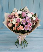 Букет цветов из:  Хризантемы, Розы и Альстромерии #REPLACE_PRED# Горетово