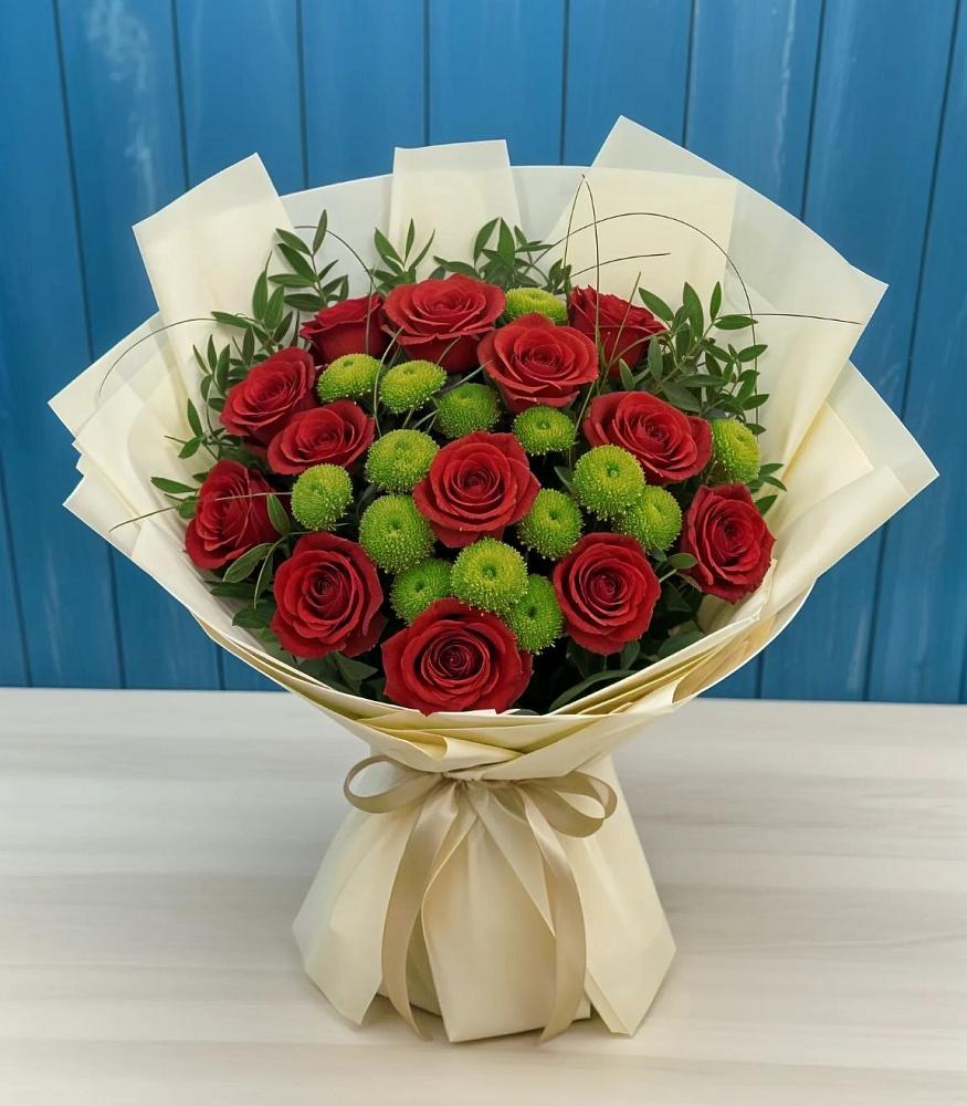 Букет цветов из: Розы и Хризантемы в Горетово