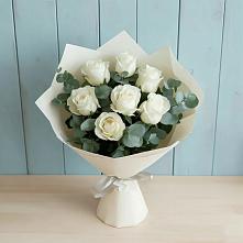 Букет Белые розы в Эвкалипте в Горетово