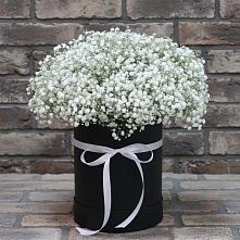 Цветочная композиция из Гипсофила в шляпной коробке в Горетово