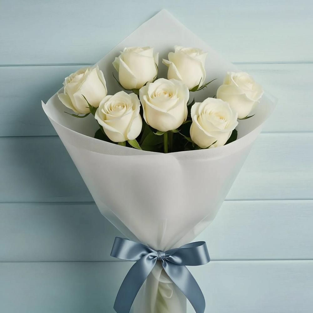 Букет 7 Белых роз Эдлесс Лав в Горетово