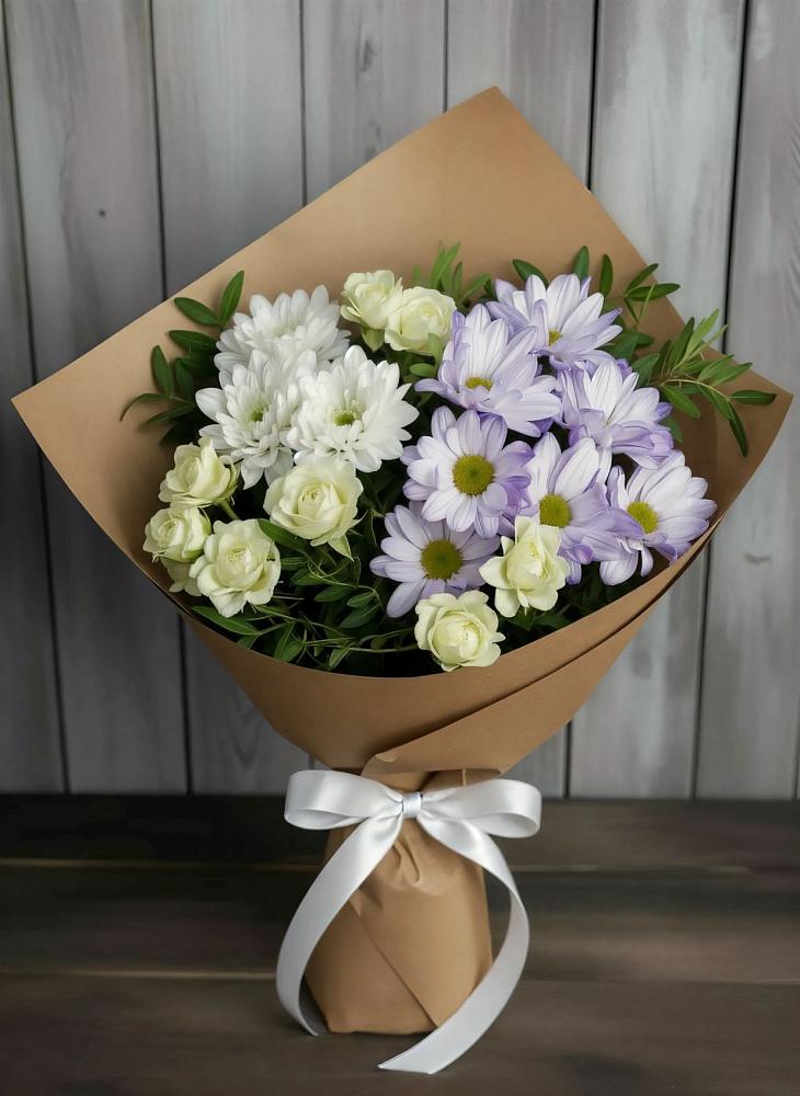 Букет цветов из: Хризантемы и Розы в Горетово
